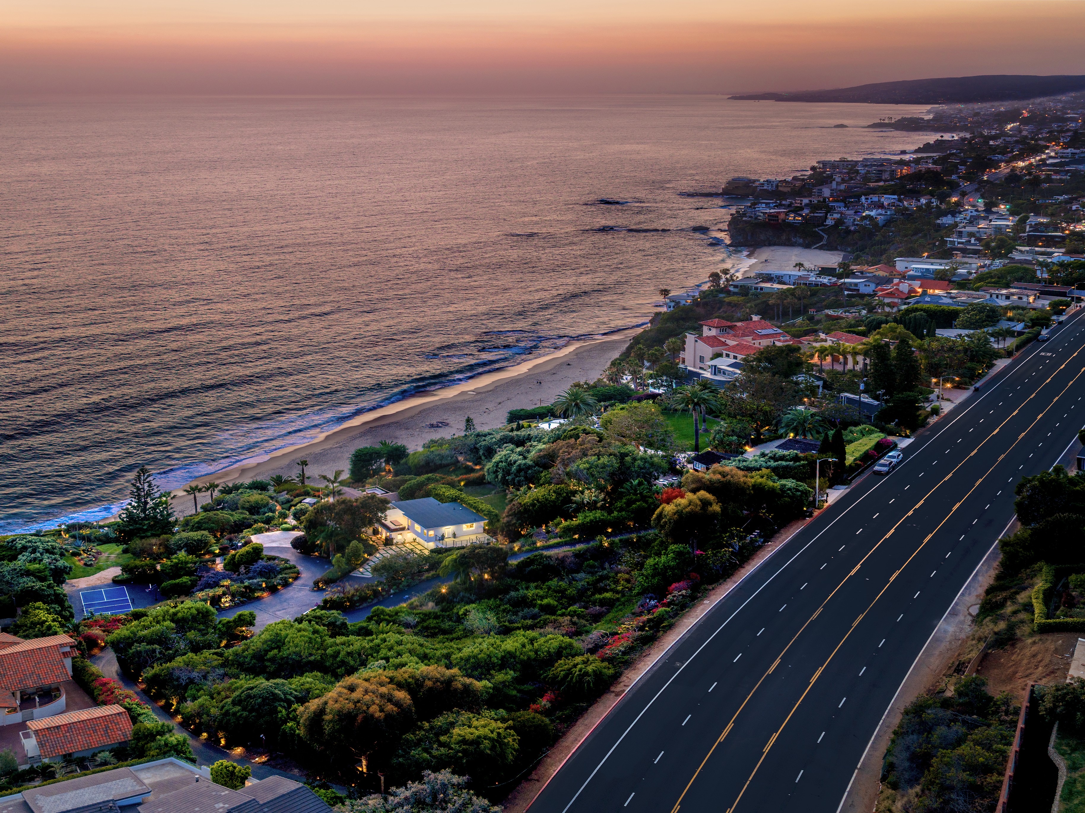 Wide aerial pano sunset